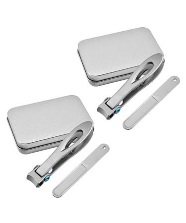 KVSERT 2X Nail Clipper Set Thick Toenail & Fingernail Cutter with Wide Opening Stainless Steel Kit for Men & Women Silver