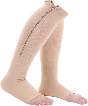 Calves Compression Stockings for Men & Women | Fipelo Compression Socks for Varicose Veins Relief | Breathable Elastic Foot Sleeves (XXL Skin Color) - Buy Online on SooperMarket.com