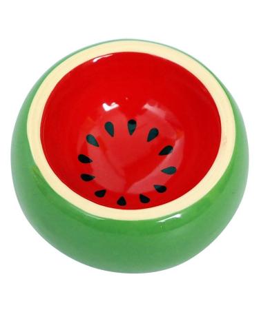 OMEM Hamster Food Bowl Ceramic Prevent being Tipped over Small Animal Water Dish for Guinea Pig Rodent Gerbil Cavy Hedgehog Feeding Bowl (Watermelon)