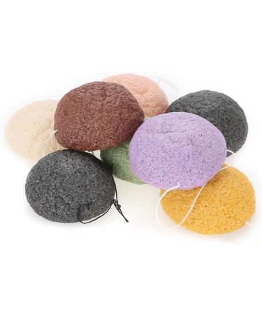 Konjac Wash Face Flutter Set - 8pcs Round Type Body Sponges for Deep Pore Cleansing and Exfoliation - Buy Online on SooperMarket.com