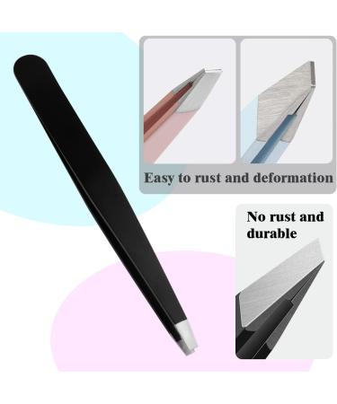 FIVETAS Stainless Steel Flat Tweezers with Case - Precision Eyebrow and Facial Hair Removal Tool for Women & Men (Black) - Buy Online on SooperMarket.com