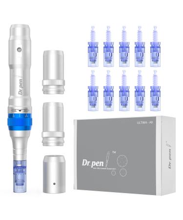 Dr.Pen A6 Microneedling Pen for Face and Body Mirco Needling Derma Pen for Scar Serum in 5 Speeds Depth Adjustable with 2 Backup Batteries and 10 Cartridges 36-Pin Wired & Wireless UK Plug