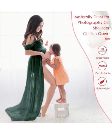 FEOYA Maxi Maternity Dress - Lace Strapless Gown for Pregnant Women Photography - Green - Buy Online on SooperMarket.com