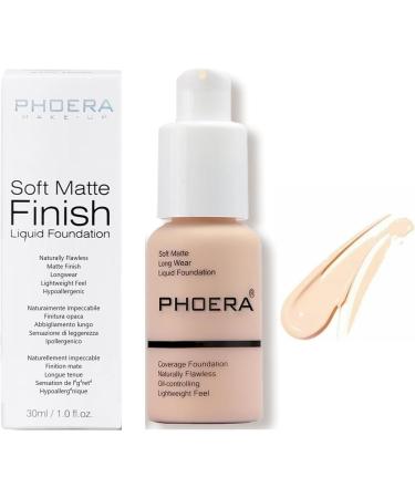 Phooera Fulll Coverage Liquid foundation Matte Finish Concealer Long wear 24hrs Oil Controlling Naturally Flawless Lightweigt Feel Buildable (101 PORCELAIN) - Buy Online on SooperMarket.com
