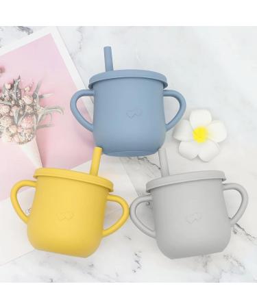 Silicone Sippy Cup for Toddler | Soft Straw Trainer Cup | Handles & Lids | 6 oz Blue - Buy Online on SooperMarket.com