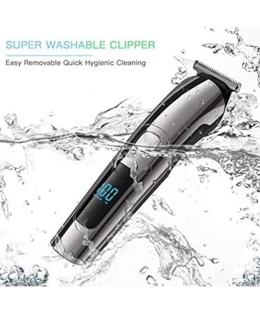 FYOBOT Men's Beard Trimmer Cordless Hair Clipper Waterproof Body Nose Ear Cutting Shaver USB Rechargeable LED Display - Buy Online on SooperMarket.com