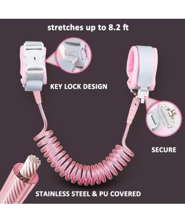 8.2ft Anti Lost Wrist Link for Child Safety - Toddler Leash with Key Lock - Pink - Buy Online on SooperMarket.com