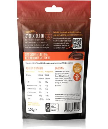 Enjoy! Delicious Vegan Chocolate Buttons | 2 X Packs of Flavour Filled Buttons-Mixed Flavour Gift Pack (Salted Caramel & Orange) | Vegan Dairy & Gluten Free 70% Dark Chocolate | 96g per bag Mixed Pack (Orange & Salted Caramel) - Buy Online on SooperMarket.com