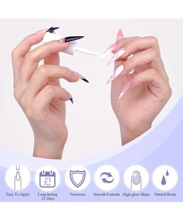 Saviland 2PCS French Gel Nail Polish Set - 15ML Black and White Soak Off Gel Polish Kit for French Manicure at Home or Salon - Buy Online on SooperMarket.com