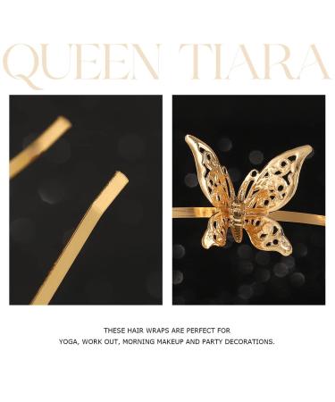 CAKURE Gold Butterfly Crown Tiara Headband - Goddess Headpiece for Party, Prom, Birthday - Metal Butterflies Hair Accessories - Buy Online on SooperMarket.com