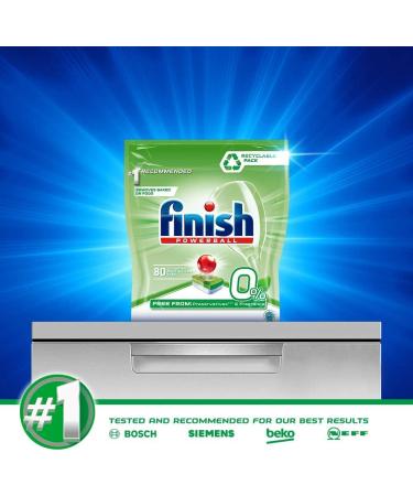 Finish 0% Dishwasher Tablets - 80 Tabs | Powerful Cleaning Formula - Buy Online on SooperMarket.com