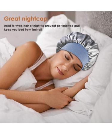 Wide-Brimmed Satin Night Caps 3-Pack for Women - Wine Red, Black, Silver - Buy Online on SooperMarket.com
