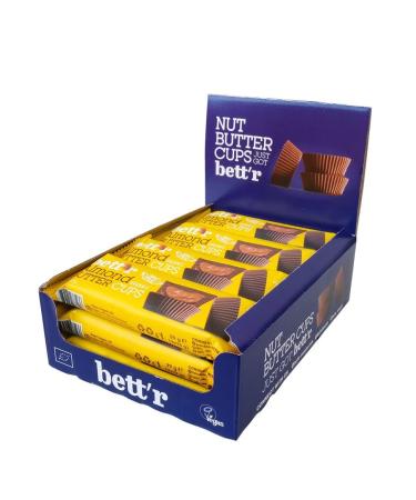 Bett r Bio Almond butter cups. 100% Vegan Gluten free and Lactose free - 12 x 39 g Bett'r Bio Almond Butter Cups