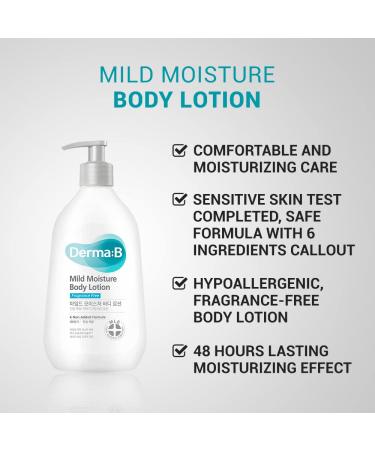 Derma:B Fragrance-Free Mild Moisture Body Lotion 13.5 fl oz â€“ Hydrating & Gentle Care - Buy Online on SooperMarket.com