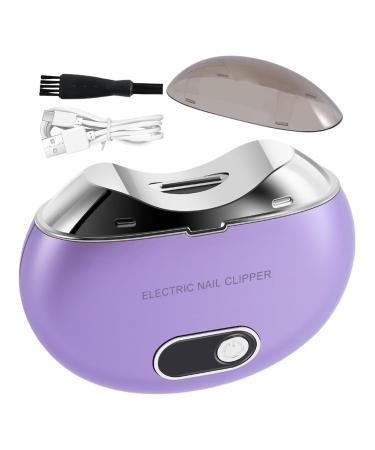 Fingernail Trimmer Electric - Automatic Electric Nail Clipper Electric Nail File | Rechargeable Nail Scraps with Light & 3 Speeds Clipper with LCD Digital Display for Children Seniors Purple