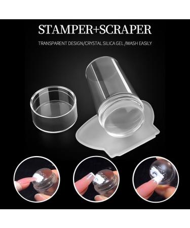 MINAYANLEO 8 Pcs Nail Art Stamper Kit - Transparent Jelly Stamper with Scraper and Brushes for Manicure DIY - Buy Online on SooperMarket.com