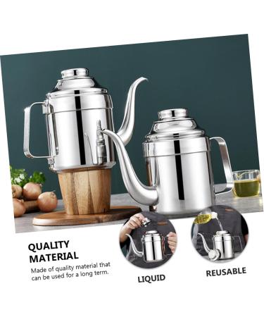 MAGICLULU Oil Can Gooseneck Kettle Olive Oil Decanter Soy Sauce Dispenser Containers Salad Oil Dispenser Bacon Container Olive Oil Jar Sturdy Vinegar Cruet Stainless Steel Storage Seasoning 13X6X6CM As Shown - Buy Online on SooperMarket.com