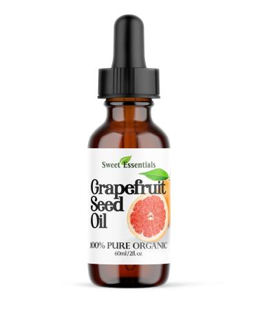 Sweet Essentials Premium Organic Grapefruit Seed Oil | 2oz Glass Bottle | Imported From Italy | 100% Pure | Carrier Oil | Cold Pressed