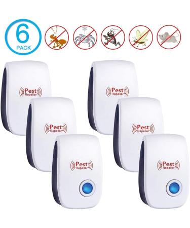6 Pack Ultrasonic Pest Repeller - Electronic Plug-in Sonic Control for Insects, Rodents, and Bugs - Home, Office, Warehouse, Hotel - Repels Roaches, Ants, Mice, Mosquitoes, Spiders - Buy Online on SooperMarket.com