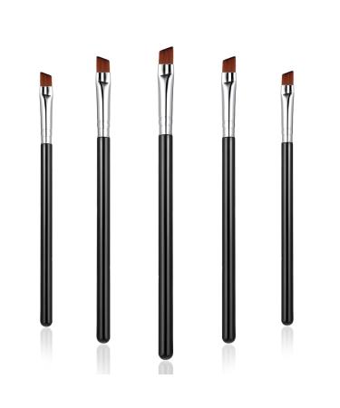 WLLHYF 5Pcs Angled Eyeliner Brush, Fine Slanted Flat Angle Eye Liner Eyebrow Brush Eye Makeup Brush Soft Fibers Synthetic Bristles Eye Makeup Tool