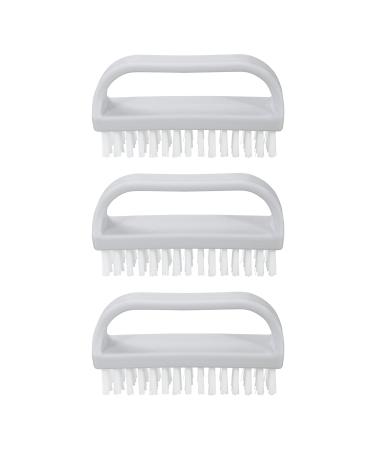 Superio Stiff Nail Brush with Handle 3 Pack Fingernail Scrub Cleaning Brushes for Toes and Nails White Smoke All-Purpose Cleaning Brush for Home Kitchen Work