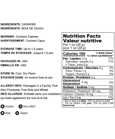 1 lb Raw Cashews - Non-GMO Deluxe Whole Nuts, Unsalted, Unroasted - W-320 Size, Vegan & Kosher - Bulk Packed - Rich in Phosphorus, Magnesium, Copper & Manganese - Buy Online on SooperMarket.com