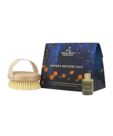 Aromatherapy Associates Energy Restore Duo Revive Morning Bath & Shower Oil and Revive Body Brush. Made with Premium Essential Oils for Relaxation (2-Piece Set)
