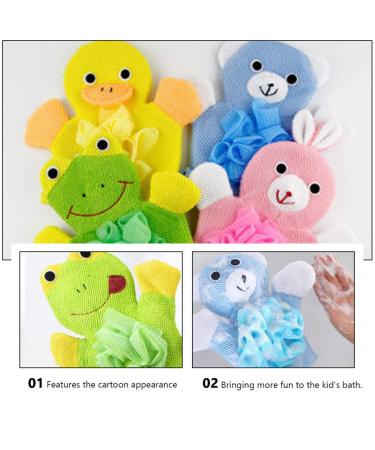 EXCEART 4pcs Kids Wash Gloves Bath Sponge Mitt Set - Children's Puppet Shower Loofah Gloves - Buy Online on SooperMarket.com
