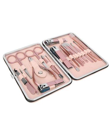 18 Pieces Stainless Steel Nail Clippers Set Professional Nail Art Tool Kit Cuticle Trimmer Kit Suitable for Men Women Girls Boys and Elderly(Ros gold)