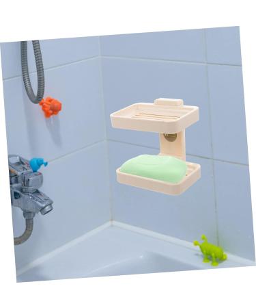 Anneome Soap Box House Draining Dish -mounted Soap Dishes Bathroom Decor Soap Holder for Shower Soap Stand Plastic Soap Dispenser Desk Topper Kitchen Double Layer White Drainer Rack Abs - Buy Online on SooperMarket.com