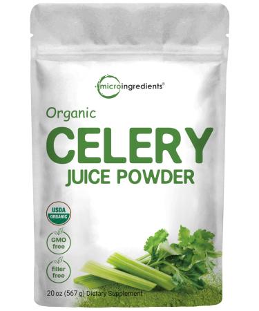 Organic Celery Juice Powder  20 Ounce (1.25 Pound)  71 Serving  Celery Detox and Cold Pressed  Boosts Immune System  Energy and Supports Gut Health  Rich in Immune Vitamin C and Minerals  Vegan