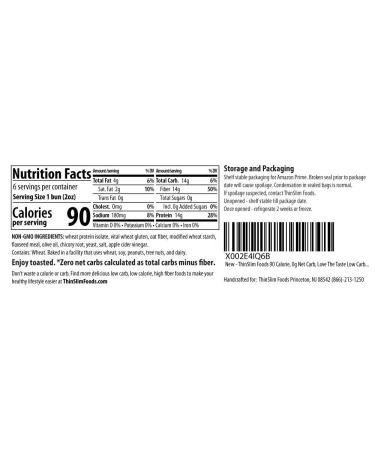 ThinSlim Foods 90 Calorie 2g Net Carb Low Carb Hamburger Buns - Love the Taste | Keto-Friendly Option - Buy Online on SooperMarket.com