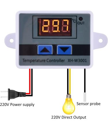 DIYMORE XH-W3001 Digital Temperature Controller - AC 110V-220V Thermostat Switch for Heating & Cooling with Sensor - Buy Online on SooperMarket.com