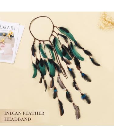 Zoestar Boho Feather Headband Indian Tribal Headpiece Feathers Tassel Hippie Headdress Festival Costume Hair Accessories for Women and Girls (A) - Buy Online on SooperMarket.com