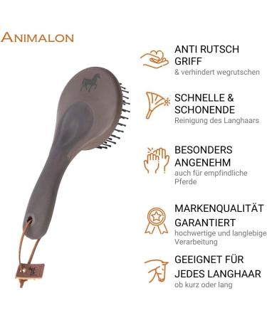 Animalon Mane and Tail Brush for Horses | Premium Horse Care Accessories | Durable Mane and Tail Comb in Brown - Buy Online on SooperMarket.com