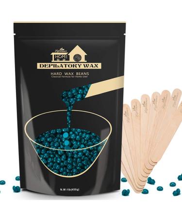 Lifestance 450g waxing pearls formulated for beginners wax pearls with 10 wooden spatula for depilatory green wax hair removal pearls for fine hair face eyebrow arms fingers and toe grun 450 g (1 Pack)