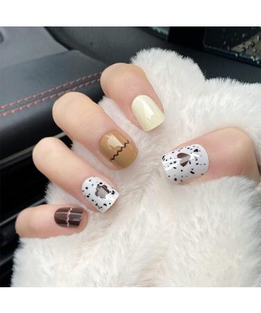 Dajidafu 1 Set French Tip Press on Nails Extra Long Colorful Gloss Adhesive Tabs Full Cover Ballerina Flat head for Women Girls Type 16 - Buy Online on SooperMarket.com