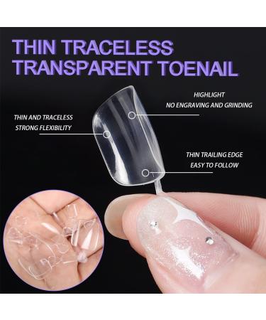 YADADA 240 Pieces Fake Toenail Tips Acrylic False Toenails Full Cover Artificial French Toenails with Box for Nail Salons and DIY Foot Decoration Manicure Tools (Clear) clear 240-1 - Buy Online on SooperMarket.com