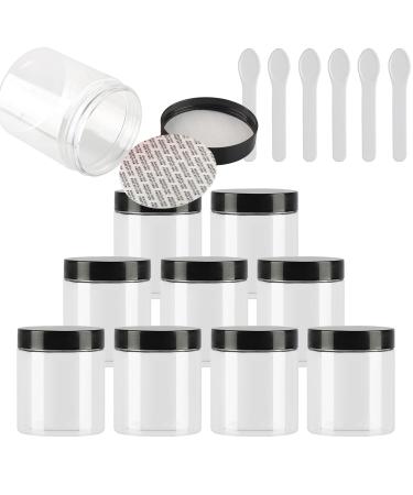 Tianzd 12 pieces small 250 ml transparent plastic empty cream can with black lid 250 g empty socket screw box sheet metal box cosmetic containers 6 pieces spatula transparent 250ml