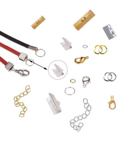 EuTengHao 440Pcs Ribbon Bracelet Kit - Jewelry Findings Supplies with Ribbon Ends, Lobster Clasps, Jump Rings - Gold and Silver - Buy Online on SooperMarket.com