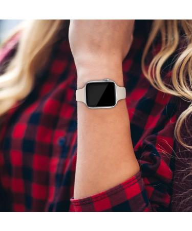 Ultra Thin Silicone Sport Band for Apple Watch 38/40/41mm - #A Starlight | Compatible with iWatch Series 1-8/SE | Slim Replacement Wristband for Men and Women - Buy Online on SooperMarket.com