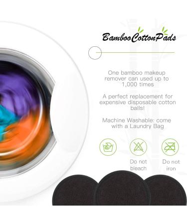 Organic Bamboo Makeup Remover Pads - 10 Pack Black Washable Cotton Rounds with Laundry Bag - Gentle Facial Cleansing Wipes for All Skin Types - Buy Online on SooperMarket.com