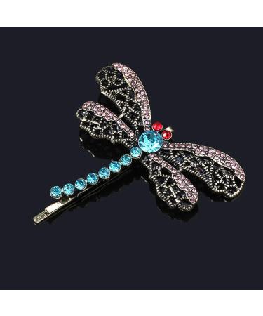 Vintage Rhinestone Dragonfly Hair Clips Set - Elegant Alloy Barrettes for Women - Buy Online on SooperMarket.com