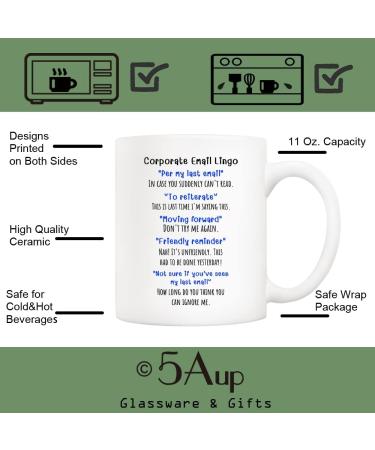 5Aup Funny Corporate Email Lingo Coffee Mug 11 Oz Best Office Gag Gifts for Employee Colleague Coworker - Buy Online on SooperMarket.com