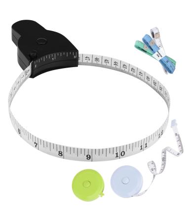 4PCS Body Measure Tape, Automatic Telescopic Tape Measure, Accurate Measuring Tape for Body, Body Measurement Tape for Tracking Weight Loss Muscle Gain, Tailor, Sewing, Clothes Black