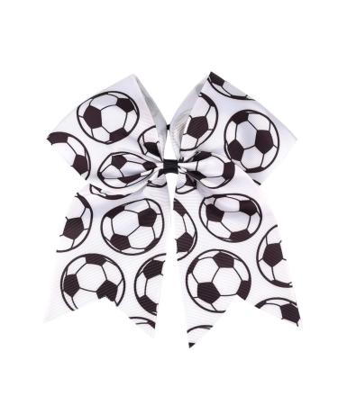 Soccer Cheer Bow Football Ponytail Holder Bowknot Soccer Hair Tie Soccer Ball Hair Bow PHB05 (-Soccer Bow)