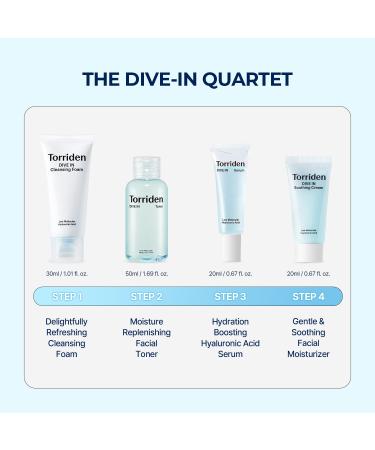 Torriden DIVE-IN Trial Kit | Hyaluronic Acid Skincare Set | Vegan & Hypoallergenic Korean 4-Step Regimen - Buy Online on SooperMarket.com