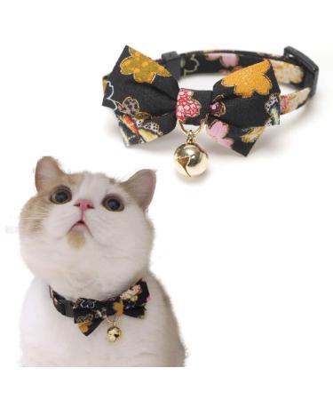 Necoichi Kimono Bow Tie Cat Collar Black