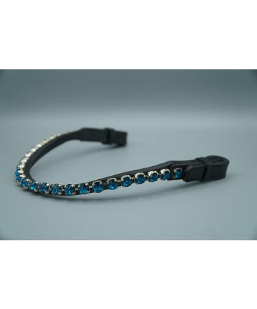 Generous head straps with quick lock and 10mm stone horse Horse brow band (warm blood xl 45 cm petrol) Warmblood XL 45 cm petrol