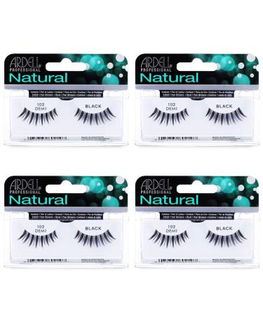Ardell Natural Lashes False Eyelashes 102 Black Demi (4 pack)